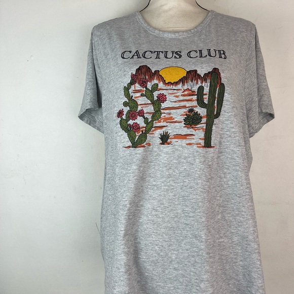 DIP Cactus Club Graphic Tee Grey Plus Size 1X EUC - Picture 2 of 5